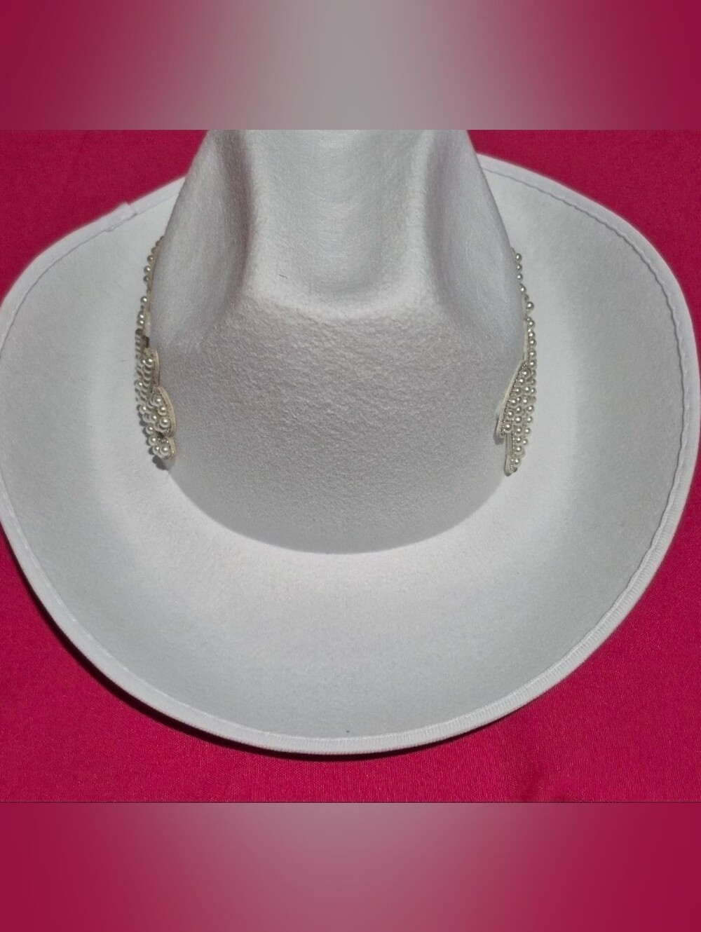 Bride Pearl-Embellished White Cowboy Hat - Picture 3 of 3